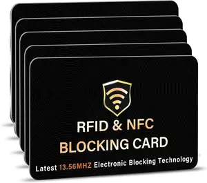 IT 5 Pack RFID Blocking Card, One Card Protects Entire Wallet Purse, NFC Contactless Bank Debit Credit Card Protector ID ATM Guard Card Blocker–(Black)