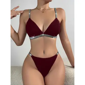 Women's Comfortable Skin-Friendly Bra Bikini Set, Seamless Design, Soft Fabric, Ideal for Daily Wear & Summer, Bikinis Sets