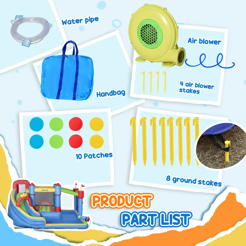#tiktokshopbacktoschool Outsunny 5/6/8-in-1 Summervibes Inflatable Water Slide Kids Bounce House with Splash Pool Climbing Wall Air Pump Water Cannon Slide Trampoline Multifunction Durable Outdoor Backyard Fun #tiktokshopbacktoschool Outsunny 5/6/8-in-1 Summervibes Inflatable Water Slide Kids Bounce House with Splash Pool Climbing Wall Air Pump Water Cannon Slide Trampoline Multifunction Durable Outdoor Backyard Fun