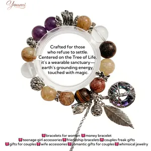 Natural Crystal Tree of Life Bracelets for Women | Whimsical Jewelry & Emo Accessories | Money Bracelet | Romantic Gifts for Couples | Friendship Bracelets | Wife Accessories & Teenage Girl Accessories | Couples Freak Gifts | High-End Gift   bazo