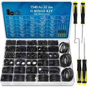 32 Size 1540 Pcs O Rings Assortment Kit Metric Nitrile Rubber Oring Set with 4 Pick for Automotive Faucet Pressure Washer Plumbing Air or Gas Repair OD 4mm-50mm