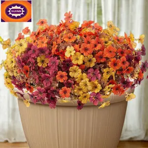 Elegant Artificial Plant Set - Long-Lasting Silk Mums, Realistic Eucalyptus Leaves, Plastic Decorative Fruit, Festive Colors Artificial Flowers, Ornaments for Outdoor Garden Pot, Front Porch, Fall DIY Home Decor, Elegant Artificial Plants