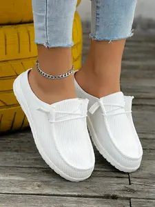 Women's Flat Tie Mules, Round Toe Design, Comfortable Classic Fashion Daily Wear, All Season Casual Slip-Ons, Outdoor Versatile Style, Streetwear Mules