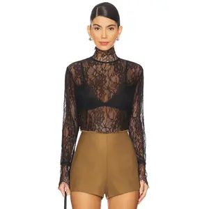 Nonchalant Label Mary Lace Top in Black