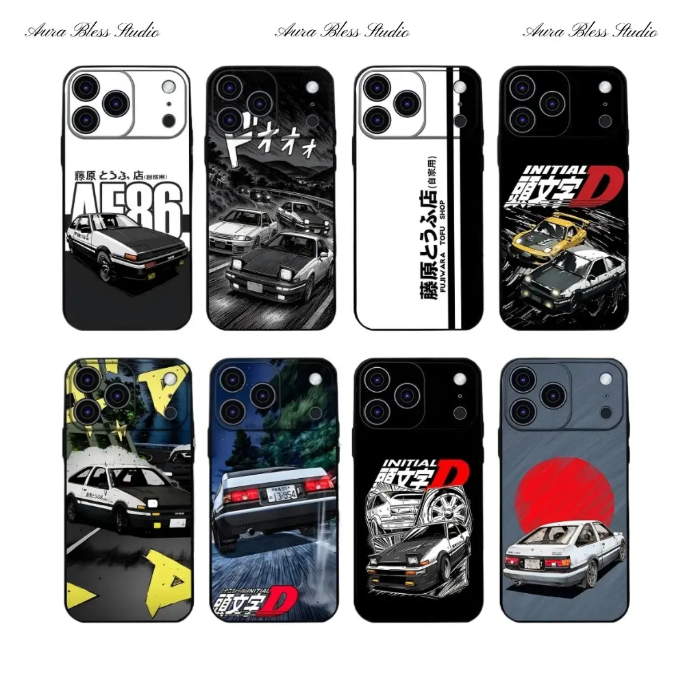 Anime I-Initial D AE86 Phone Cases For iPhone 17 Promax Air 16 15 14 Pro Max Plus 13 12 11 Black Soft TPU Shockproof Protective Cover Gifts For Birthday Valentine Christmas Thanksgiving Halloween