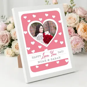 Custom Happy Love You Day Photo Frame 8x10 – Personalized Love Picture Frame | White / Black Frame or Print Only | Romantic Gift for Couple, Wife, Husband