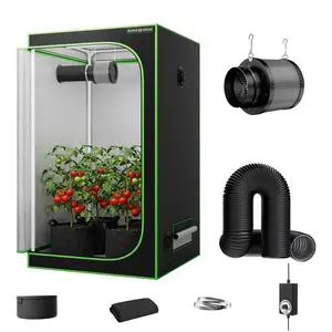 ALPHAGROW 2x2 2x4 4x4 Grow Tent Kit, 1680D Heavy Duty, 6" 320CFM 5500 RPM 2-in-1 Integrated Fan & Filter, Matte Black Ducting, Air Filtration for Mushroom Cultivation, Hydroponics, Professional Indoor Gardening Grow Box System, Multi-Size Setup