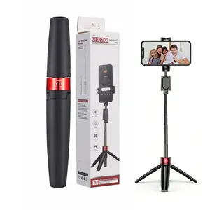 Automatic Tripod,Auto-Open Phone Tripod Stand with Magnetic Rechargable Remote,Selfie Stick Tripod 360° Vertical & Horizontal Rotatable,Stable Travel Tripod for iPhone/Android(Black) Cellphone Smartphone