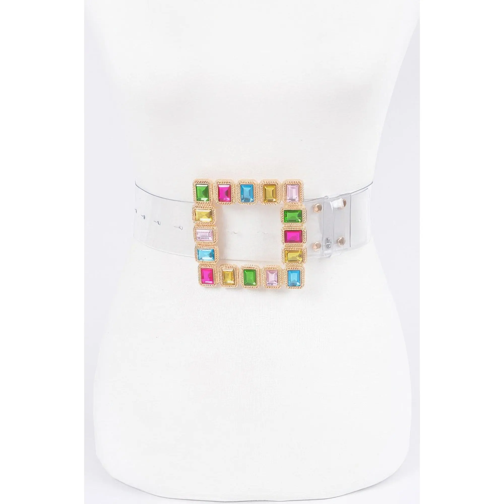 Stone Buckle Plus Size Transparent Belt