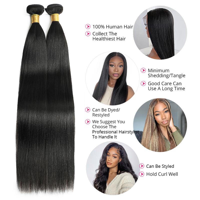 Brazilian Yaki Straight Hair Bundles 1 3 4 Bundles Human Hair Weave Raw Hair Bundles for Quick Weave