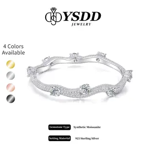 【#640 Rose Throne】Deluxe 8CT Tendril Bangle  26.5g Solid Silver Wrist Size 6''-7.75'' vvs Synthetic Moissanite Bracelet in 925 Sterling Silver Trendy Jewelry