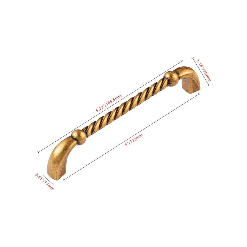 Utopia Alley HW441EB-5 Naples Pull Handle - Decorative Cabinet Drop Pull Handles for Cabinets and Drawers - Vintage Cabinet Hardware with Hand Finished Antique European Brass - Metal Drawer Pull Handle, 5.0" Center to Center, 5 Pack
