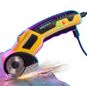 SEEVOLX 4V Electric Box Cutter - Rechargeable Smart Cutter with Safety Lock & LED for Cardboard, Carpet & Fabric