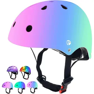 Adjustable Color Gradient Skateboard Helmet for 3-5-8-14+Ages[Toddler Kids Youth Adult] Girls Boys Woman.Bike Helmet for Multi-Sports Cycling Bicycle Scooter Inline Roller Skate Rollerblading