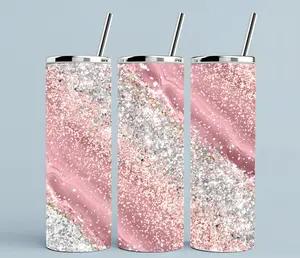 Pink agate | 20oz Skinny sublimation tumbler transfer print out (TRANSFER ONLY, NOT A FINISHED TUMBLER) Drinkware