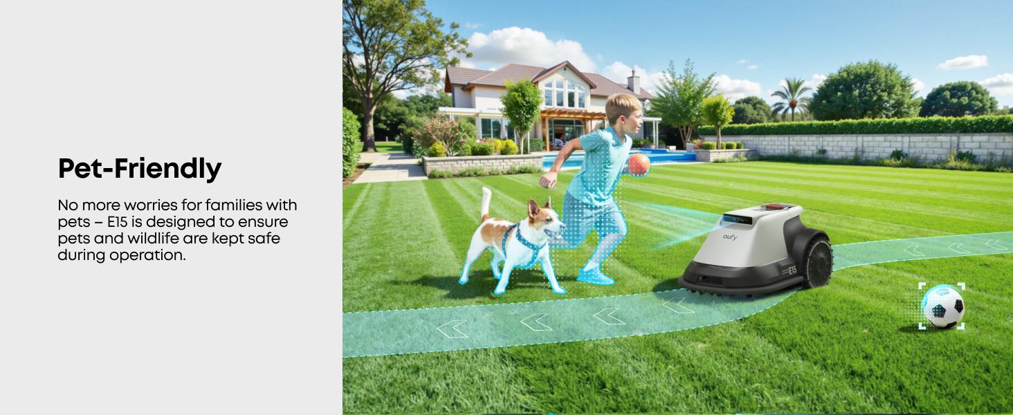 eufy Robot Lawn Mower E18, No Wire, No RTK, No Signal Issue, Hands-Free Auto Mapping, Precise Obstacle Avoiding, Reliable Lawn Maintenance, Worry-Free Experience