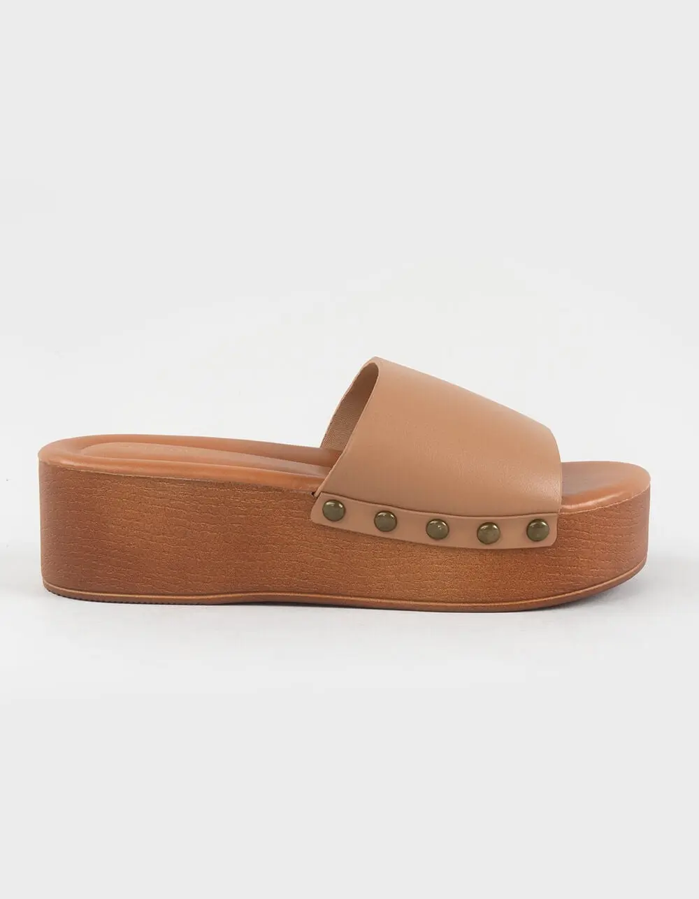 BAMBOO Rez Womens Studded Flatform Slides