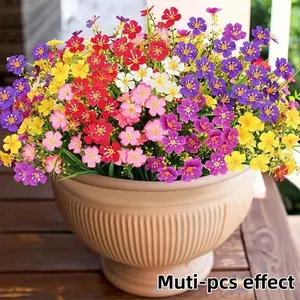 12pcs UV Resistant Artificial Chrysanthemum Flowers, Multicolor Plastic Fake Plants for Garden Porch Window Box Home Decor, Indoor Outdoor Use, Fake Plant Decoration