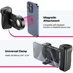ULANZI Selfie Phone Tripod Mount MA35, 2-in-1 Magnetic & Phone Clip Camera Grip Handle Holder with Detachable Remote Shutter with Cold Shoe Adapter for iPhone 15 16 Samsung Smartphone Video Shooting