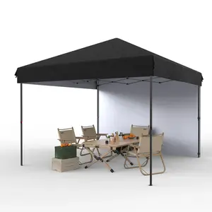 [FLASH SALE] Garvee 10'x10' Pop-Up Canopy Tent - Portable Instant Gazebo with 1 Removable Sidewall, 4 Stakes & Ropes for Outdoor Events, Patio, Party, Camping, Black