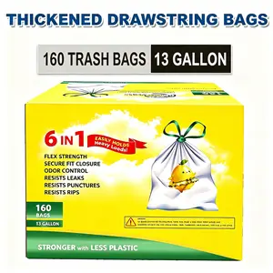 160 Count 13 Gallon Trashbags, Individually Folded Drawstring Trash Bags , Puncture-Resistant, Non-Tear, Easy-to-Use for Kitchen ,Office,Outdoors,Party,SummerVibes petlovers