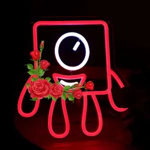 Space Game Themed Neon Sign Red Crewmate Neon Light, Cute Red Crewmate Wall Sign,USB Powered with Dimming，Wall Decor Sign for Gamer Bedroom Man Cave Space Crewmate LED Wall Light for Teens Among Fans