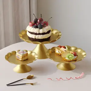 3-Tier Ruffled Cupcake Stand Set - Metal Wedding Cake Display Rack, Layered Dessert Tray for Birthday Party, Candy & Fruit Server Decor Elegant