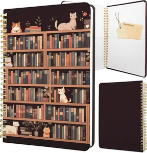 Cute Spiral Notebook journal A5 Aesthetic Pretty Floral Design for Women Girls Kawaii with Pocket, 8.5 x 5.7 inch,