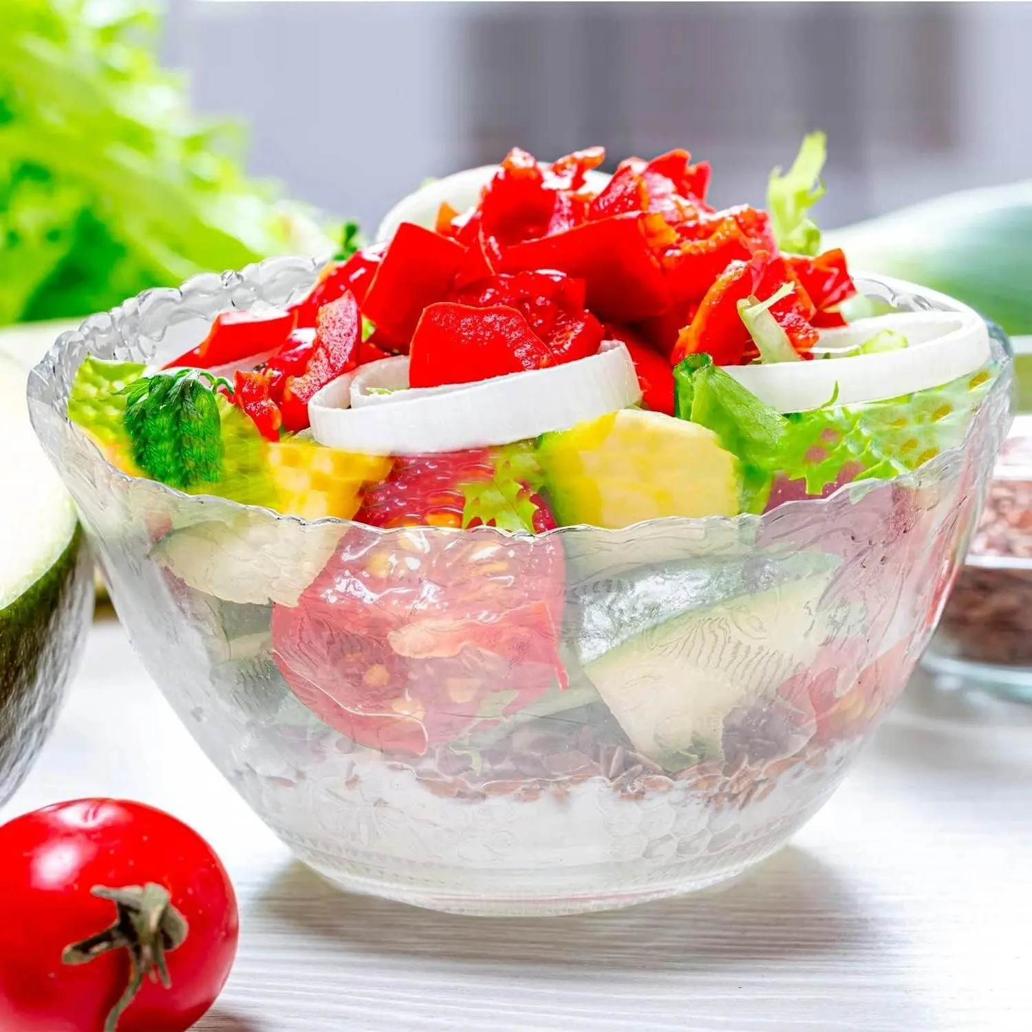 8 Qt Clear Plastic Punch Bowl Round Serving Bowl BPA Free Party Bowl