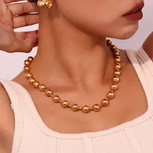 Beaded Ball Stainless Steel Necklace