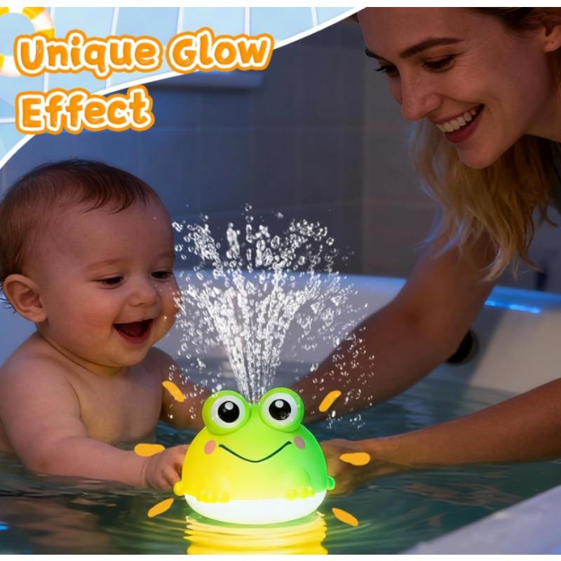 Flashing Frog Automatic Spray Light Up Bath Toy Engaging Water Toy for 1-3 Year Olds Bathtub Kiddie Pool