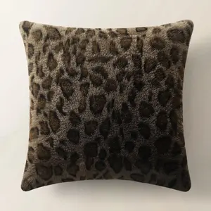 Z Gallerie Nyx Faux Fur Pillow 22" Leopard Print Cushion Covers Accent Decorative Soft