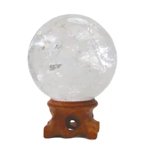 Natural Clear Quartz Ball White Crystal Sphere with Stand
