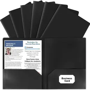 6-Pack File Folders with Pockets and Card Slots, Letter Size Plastic Dual Pocket Folders, Ideal for Students and Office Use