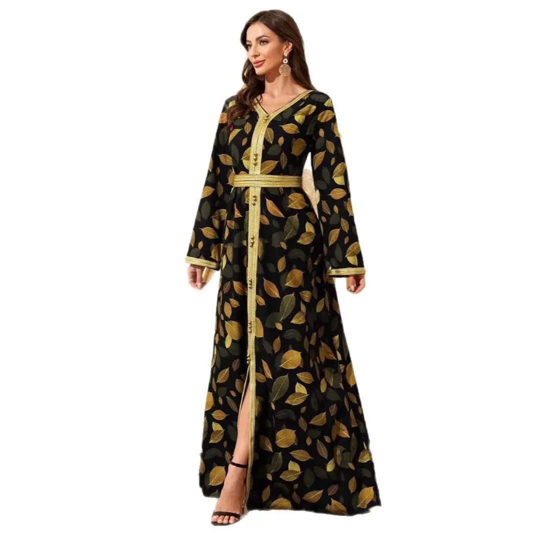 chinese dress ladies Floral print maxi dress, long sleeve plus size dress, Muslim clothing,   ScarfTurbanHijab