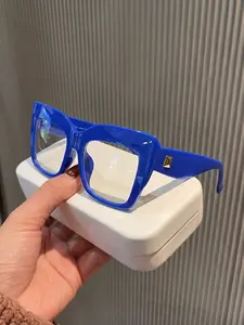 High-End Large Frame Plain Glasses, Blue Light Blocking, Simple Metal Decoration, Fashionable Eyewear for Commuting/office/casual Wear
