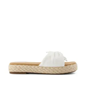 Abby Slide Flatform Espadrille Sandal White Beachside Woven