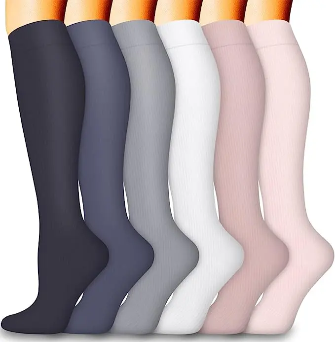 MhzyCaus 6 Pairs Solid Color Long Tube Socks Women, Soft Elastic Knit Fabric with Breathable Comfort and Anti Slip Cuff, Perfect for Sports Travel Work Casual Outfits, Stylish Calf Length Support Socks for Women