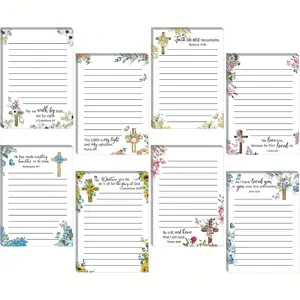 8 Pack Christian Notepads, Inspirational Memo Pads with Floral Design, Adhesive Sticky Note Pads, Religious Bible Verse Quotes, Writing Notes, Sticky Note Set, Devotional Notebook