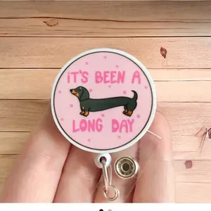 Glitter My Badge Weiner dog badge reel for nurse and hospital workers. Badge clip Badge pull - Retractable swivel clip with a 360 rotation. Great gift for coworkers.