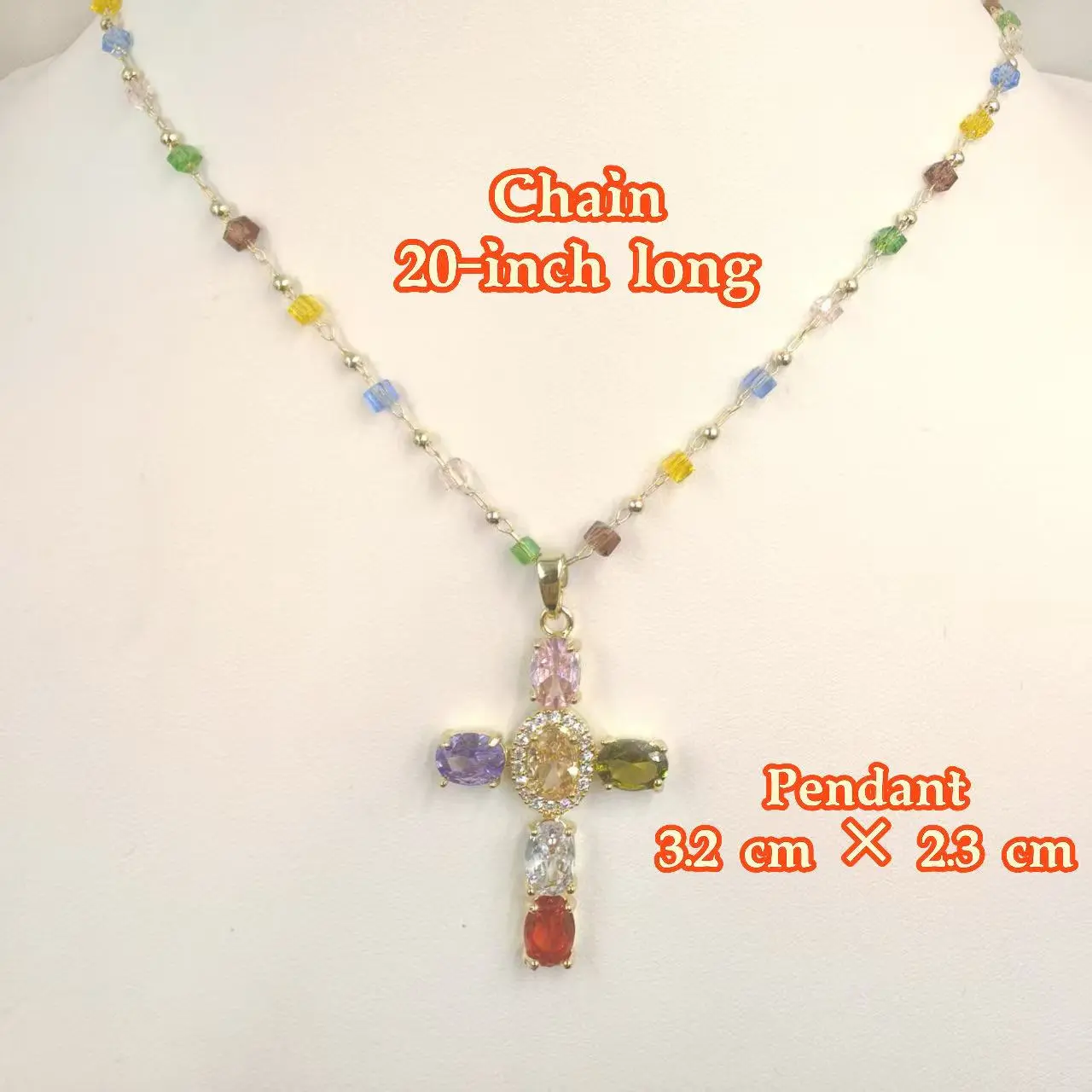 Rainbow Cross Pendant Necklace - Dainty Multicolor Faith Cross Necklace,Vintage Glam & Y2K Vibes for Women Girls,Colorful Sparkle Perfect for Daily Outfits Church & Festivals