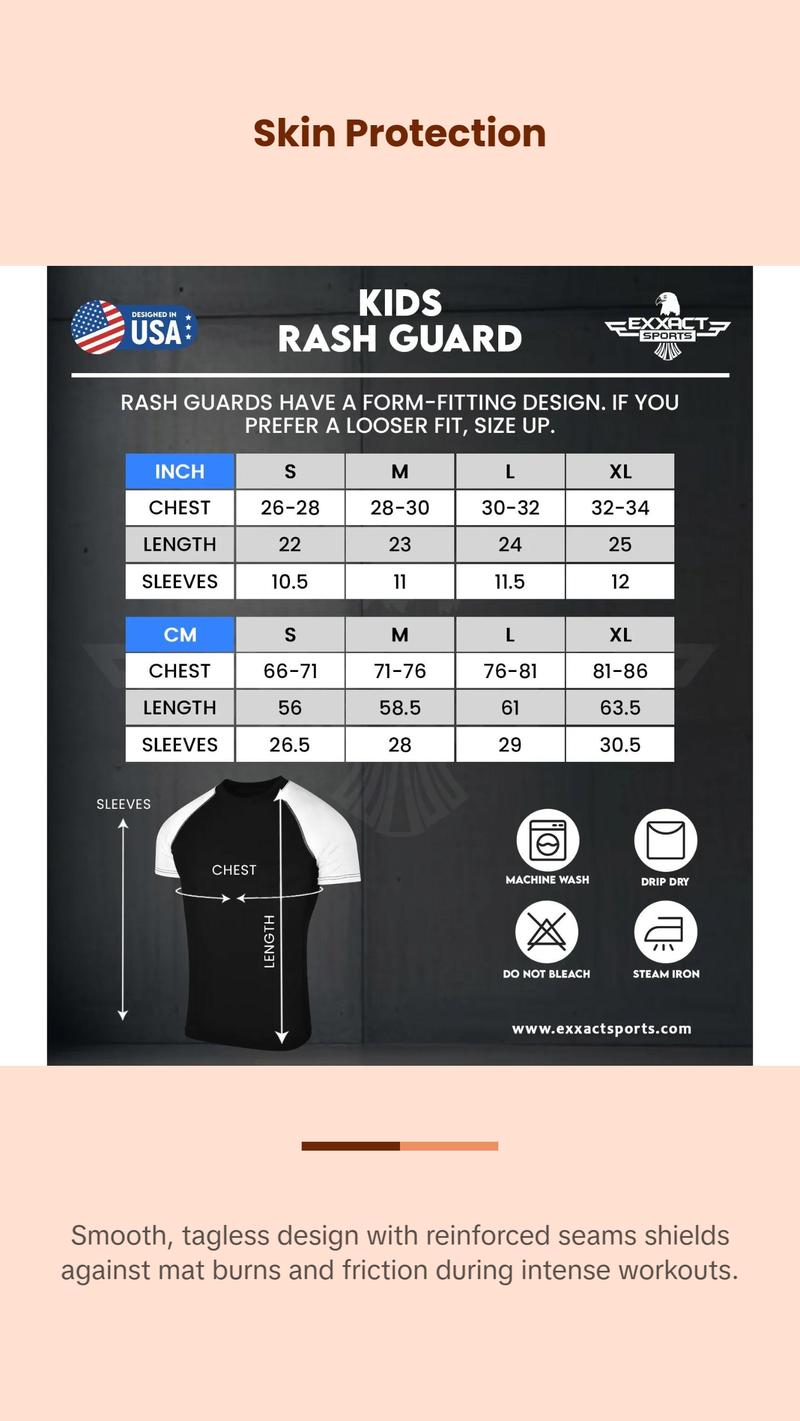 Exxact Sports Kids BJJ Rash Guard Short Sleeve, Ranked No Gi Jiu Jitsu Compression Shirt for Boys & Girls for MMA, Wrestling - (Black) Activewear