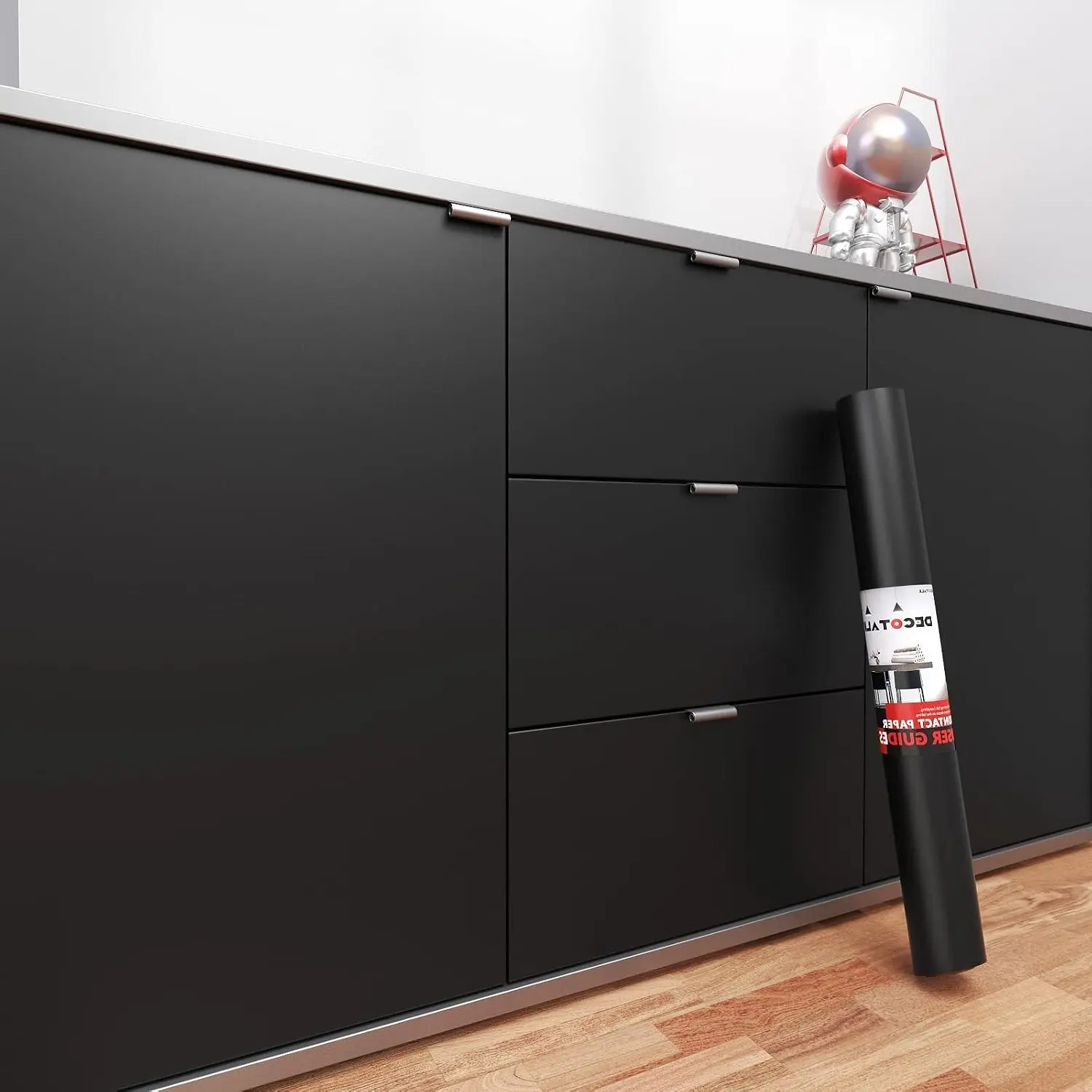 30"x120" Black Peel and Stick Wallpaper for Walls Removable Contact Paper for Cabinets Drawers Self Adhesive Large Solid Color Matte Vinyl Wrap