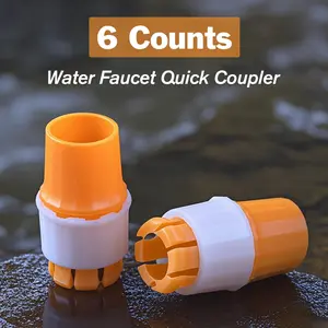 6 Counts Universal Tap Water Connector, Orange Faucet Hose Adapter, For Indoor and Outdoor Use, Garden Watering Irrigation Tool