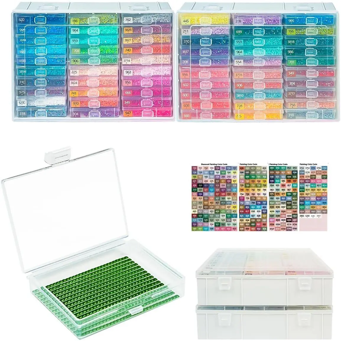 Art Trays with , 60 count  Painting Trays with  &  Art Storage,  Painting Accessories for Beads (2 Packs)