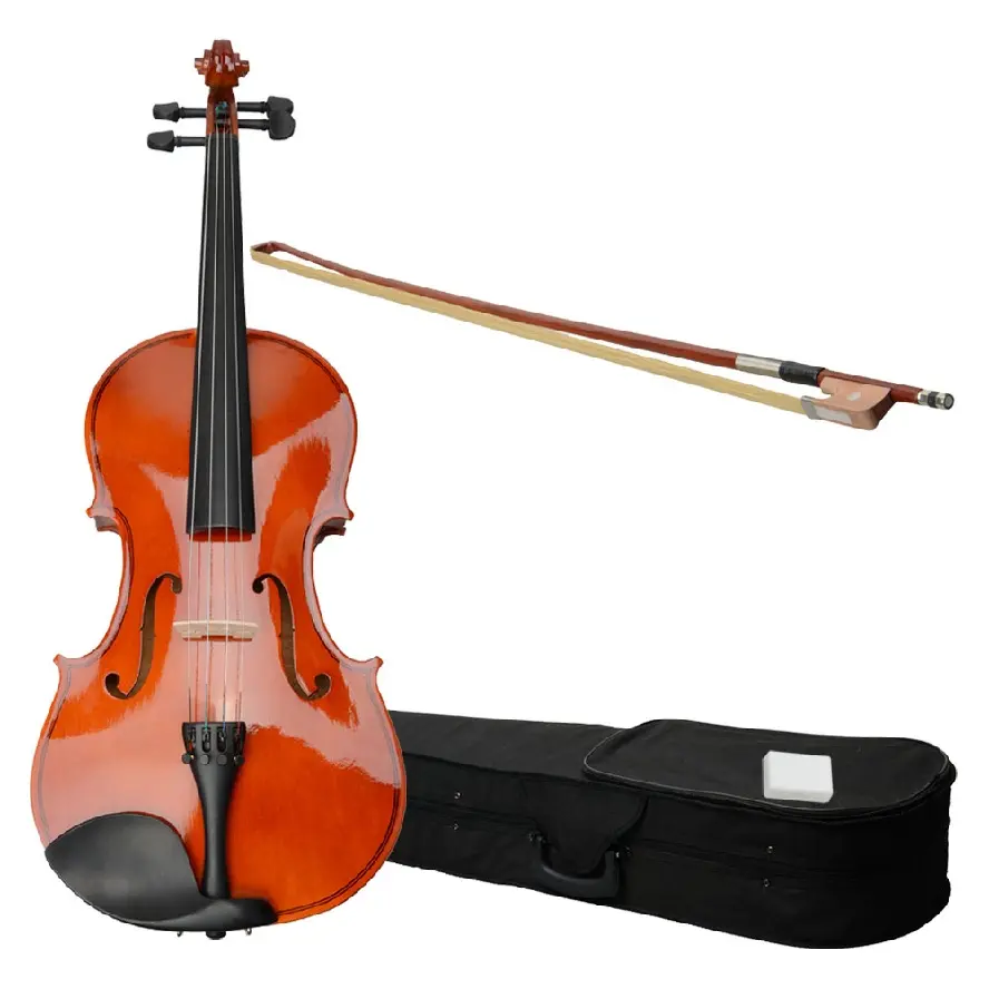 15-Inch Natural Wood Acoustic Viola Starter Kit for Adult Music Learners - Rosewood, Basswood, Maple, 1 Bow, Case, Rosin, Durable, Comfortable Design, Reliable Performance (Practice)