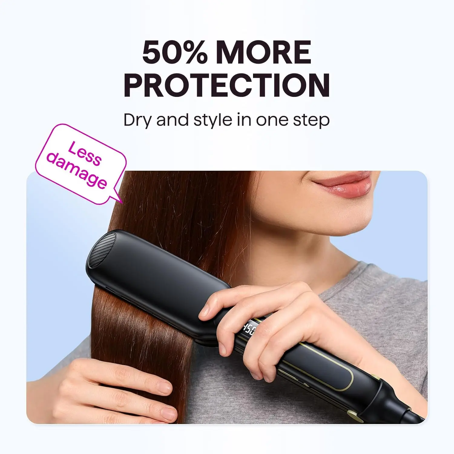 Wet to Straight Hair Straightener, Titanium 1.75 Inch Vent Sesh Wide Flat Iron, Straightener for Damp or Dry Hair with Dual Voltage Leave Silky & Smooth, Black