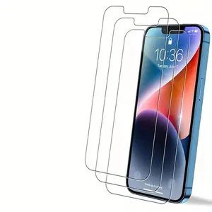 Set of Three 9H Tempered Glass Screen Protectors for Iphone 16, 15, 14, 13, 12, 11 Pro Max, 7, 8, SE2, X, Xs, Xr, Xs Max, 16E, 12 Mini, And 13 Mini - High Definition Clarity, Resistant to Scratches, And Free of Bubbles