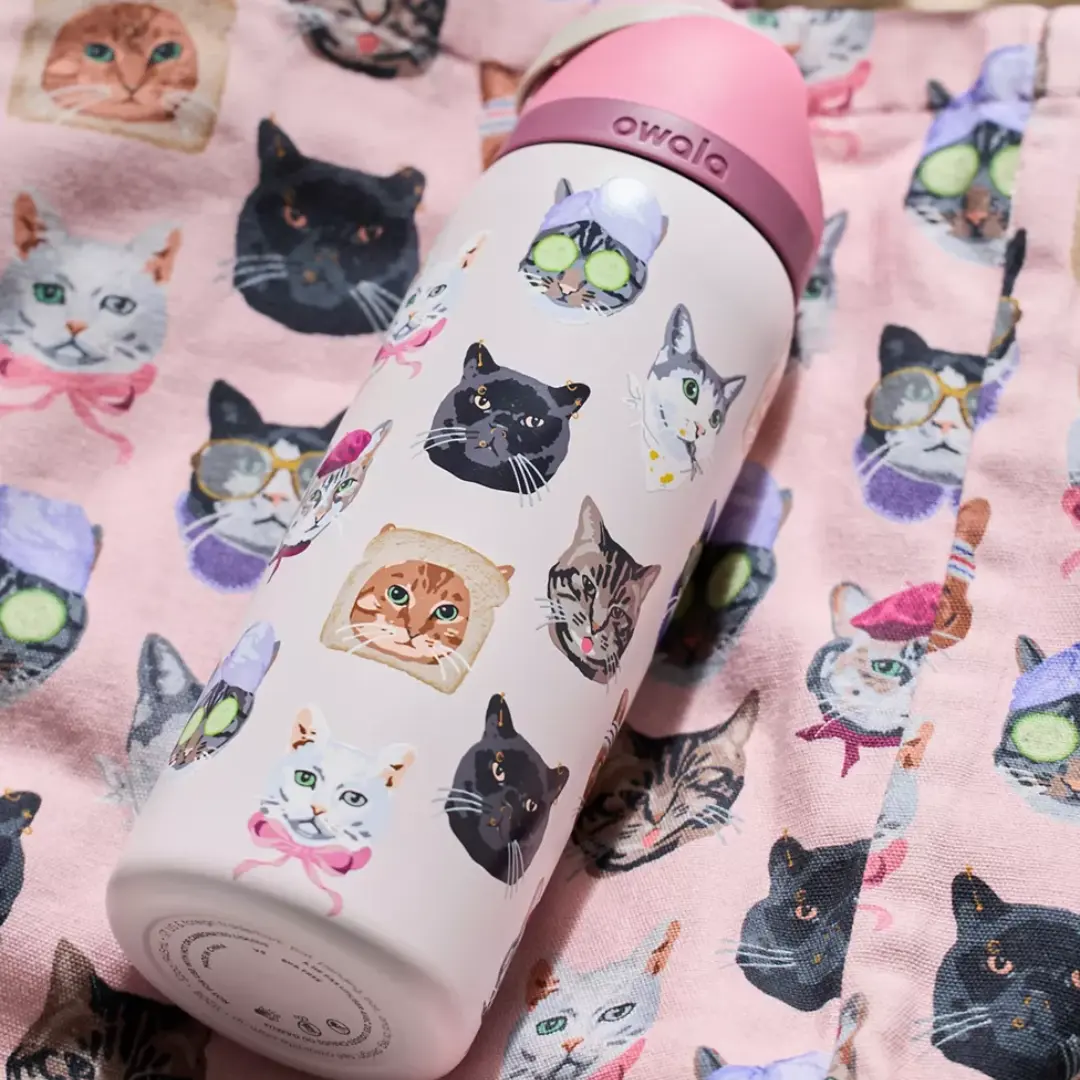 Owala Cat Collection FreeSip Bottle – Adorable Cat Print 32 oz Tumbler