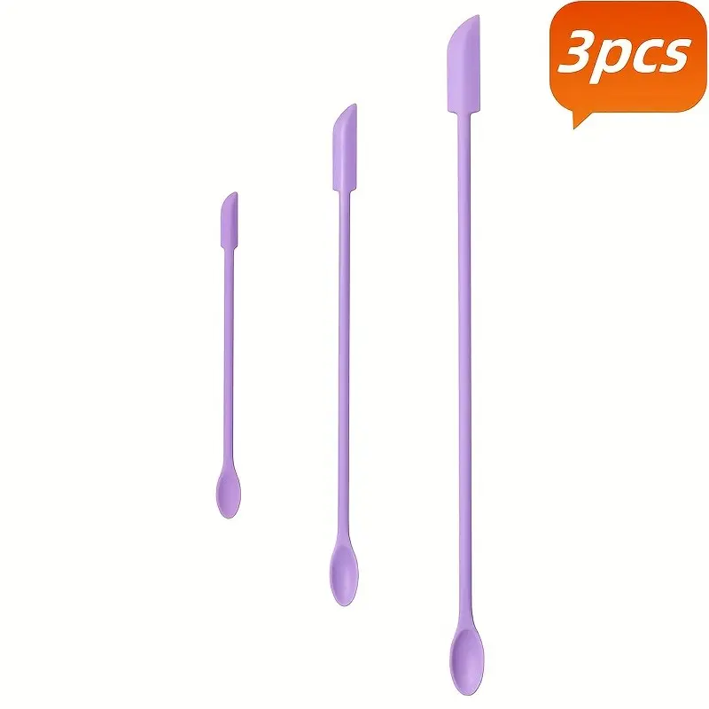 Silicone Spatula Set, 3Pcs Double-ended Makeup Spatula, Multipurpose Cosmetic Scraper for Creams, Lotions, Serums & Jars, Reusable Mini Beauty Tool, Cosmetic Tools, Portable & Easy to Clean
